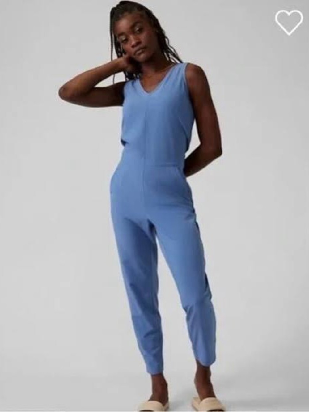 Athleta Brooklyn Sleeveless V-Neck Blue Jumpsuit Women’s 14